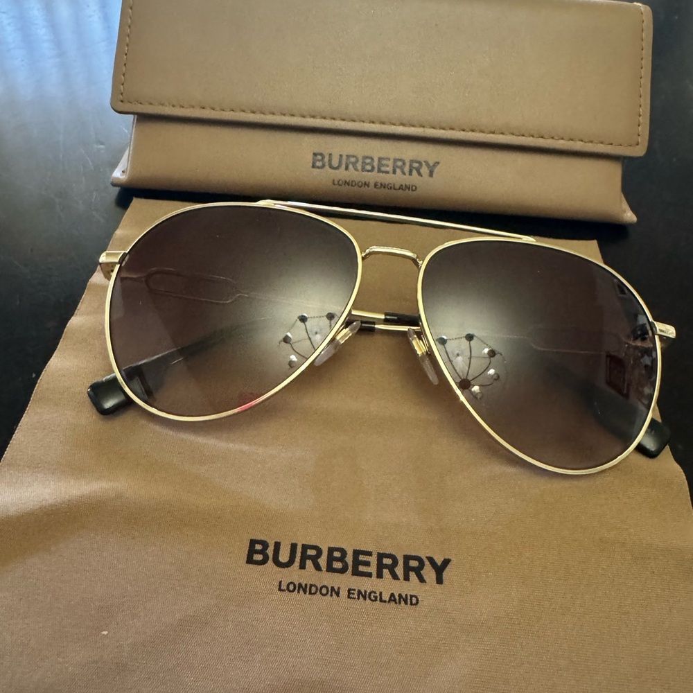 Burberry Gold Frame Aviator Sunglasses